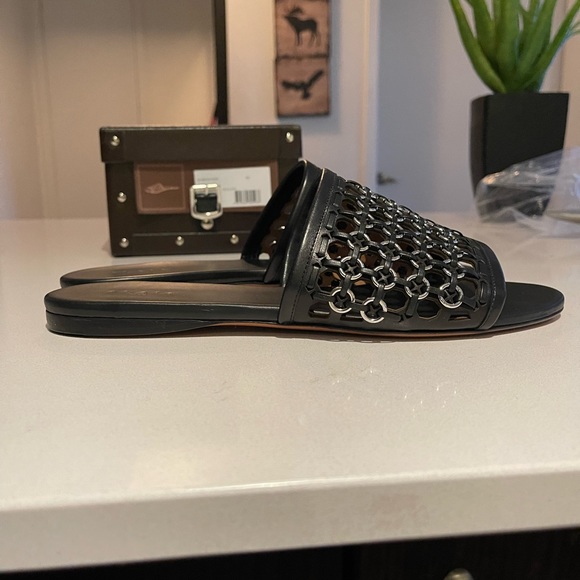 ALAÏA- Black Braided Eyelet Sandals - Picture 3 of 16